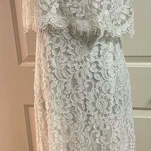 Lulu's Strapless White Lace Dress